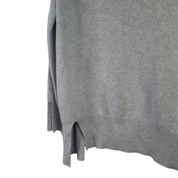 Planet by Lauren G Pima Cotton and Modal Boxy Gray V Neckline Cut Out Sweater OS - Picture 6 of 12
